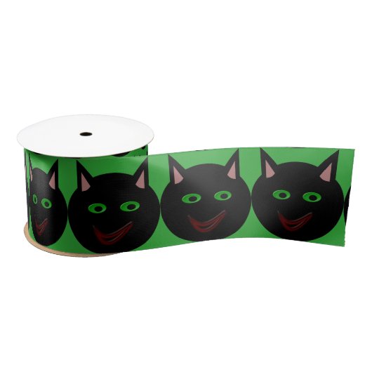 Halloween Black Cat Ribbon Satijnen Lint (Spoel)