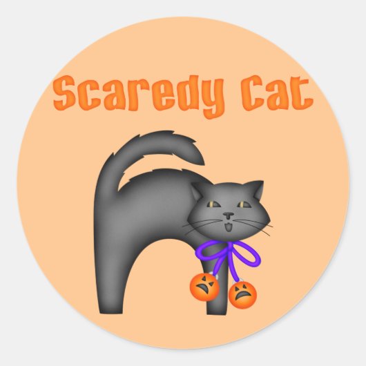 Halloween Black Cat Ronde Sticker (Voorkant)