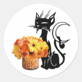 Halloween Black Cat Ronde Sticker (Voorkant)