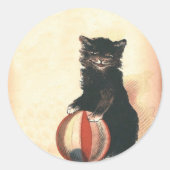  HALLOWEEN Black Cat Ronde Sticker (Voorkant)