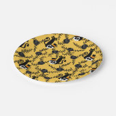 Halloween Black Cat, Rozen en Skulls Papieren Bordje (Gekanteld)