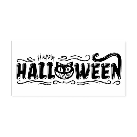 Halloween Black Cat Rubberstempel (Afrduk)