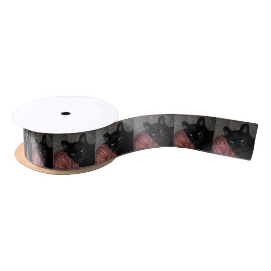 Halloween Black Cat Satijnen Lint (Spoel)
