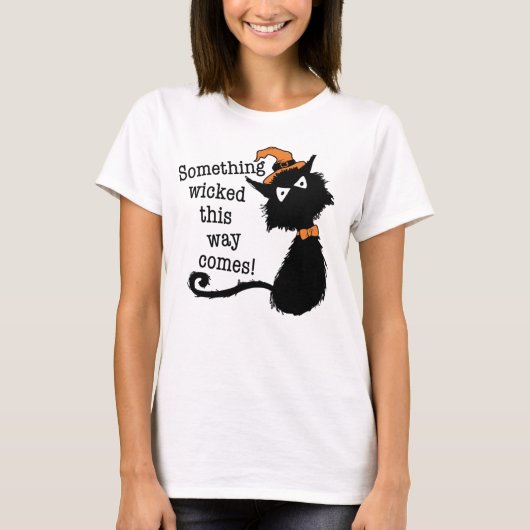 Halloween Black Cat - Shakespeare Quote T-Shirt (Voorkant)