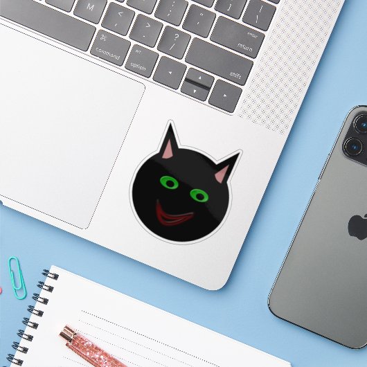 Halloween Black Cat Shaped Sticker (Laptop met iPhone)