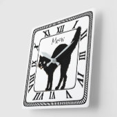 Halloween Black Cat Silhouette Home of Kantoor Dec Vierkante Klok (Hoek)