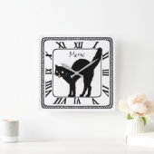 Halloween Black Cat Silhouette Home of Kantoor Dec Vierkante Klok (Huis)