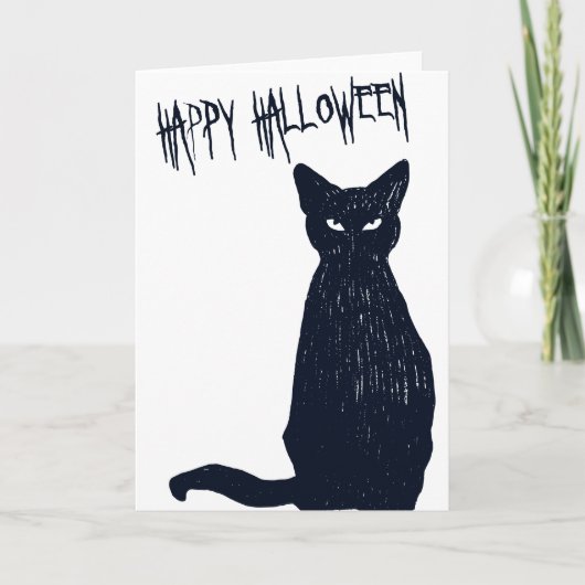 Halloween Black Cat Silhouette Kaart (Voorkant)