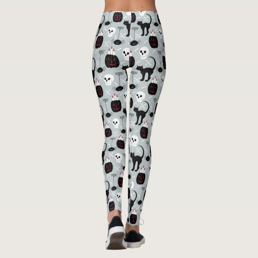 Halloween Black Cat Skulls, Spooky pumpkins Womens Leggings (Achterkant)