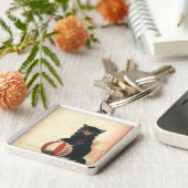  HALLOWEEN Black Cat Sleutelhanger (Zijkant)