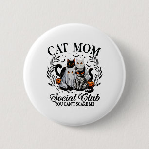Halloween Black Cat Social Club Gothic Spooky Cat Ronde Button 5,7 Cm