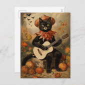  Halloween Black Cat Spelen Gitaar Feestdagenkaart (Voorkant / Achterkant)