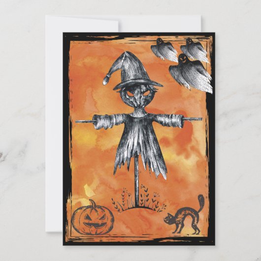 Halloween Black Cat Spooky Ghost Kaart (Voorkant)