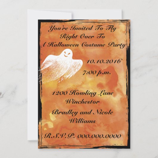 Halloween Black Cat Spooky Ghost Kaart (Achterkant)