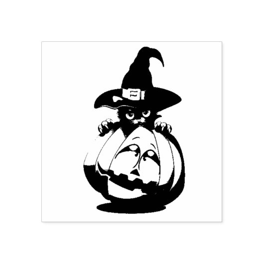 Halloween Black Cat Stamp Rubberstempel (Afrduk)