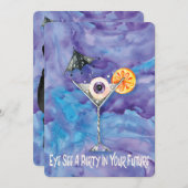 Halloween Black Cat {Stekelkostuum Cocktail Party Kaart (Voorkant / Achterkant)