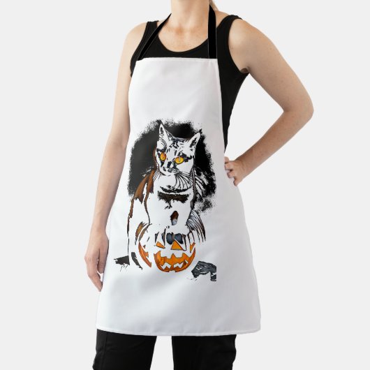 Halloween Black Cat Sticker 1 Schort (Insitu)