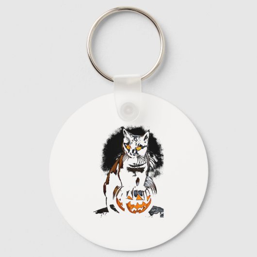 Halloween Black Cat Sticker 1 Sleutelhanger (Voorkant)