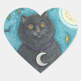 HALLOWEEN BLACK CAT STICKER SHEET Heart