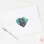 HALLOWEEN BLACK CAT STICKER SHEET Heart (Envelop)