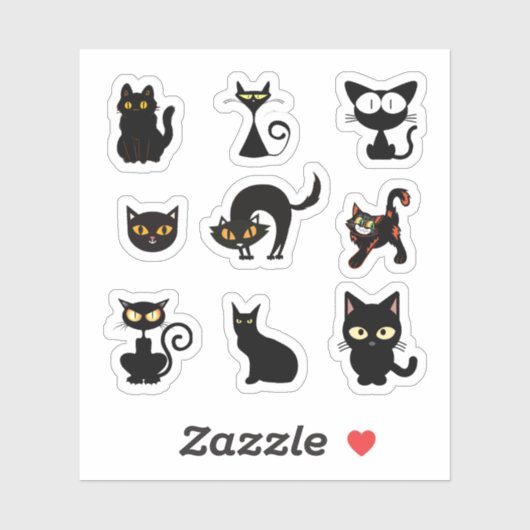 Halloween Black Cat Stickers (Vel)