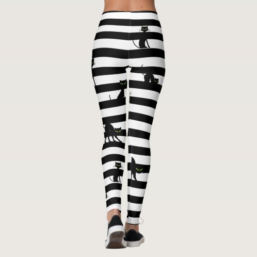 Halloween Black Cat & Stripes Leggings (Achterkant)