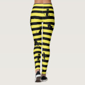 Halloween Black Cat & Stripes Leggings Yellow (Achterkant)