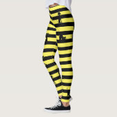 Halloween Black Cat & Stripes Leggings Yellow (Links)