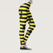 Halloween Black Cat & Stripes Leggings Yellow (Rechts)