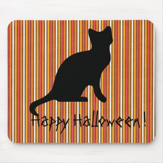 Halloween Black cat Stripes Muismat (Voorkant)
