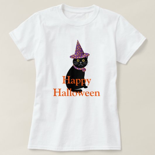 Halloween Black Cat T-shirt (Design voorkant)