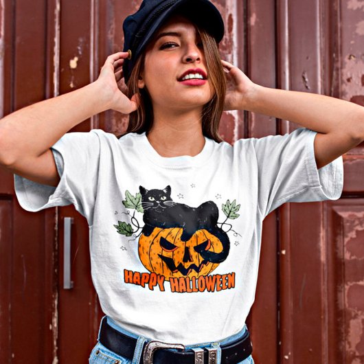 Halloween Black Cat T-shirt