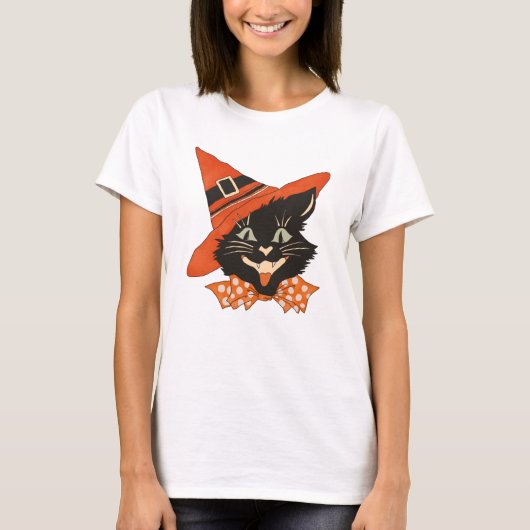 Halloween Black Cat T-shirt (Voorkant)