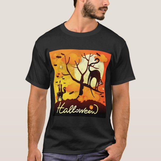 Halloween Black Cat T-shirt (Voorkant)