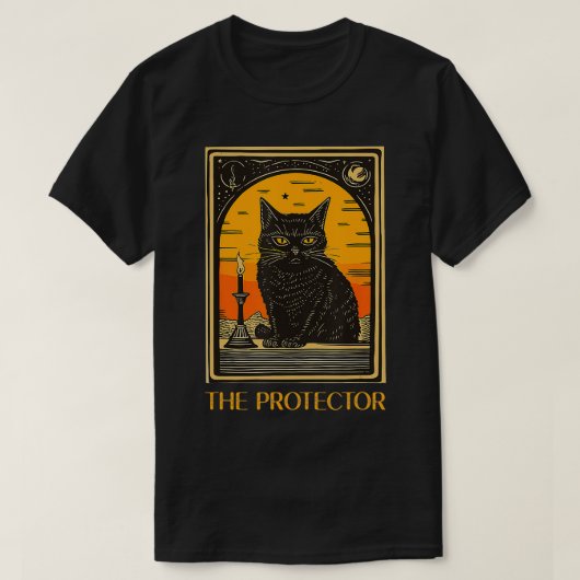 Halloween Black Cat Tarot De beschermer Fortune Te T-shirt (Design voorkant)