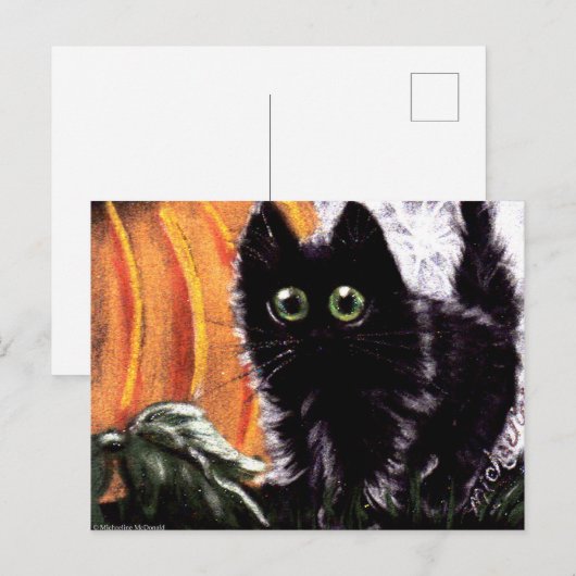 Halloween Black Cat that Data Scaredy Cat Briefkaa Briefkaart (Voorkant / Achterkant)