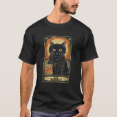 Halloween Black Cat The Hermit Tarot Kaart Reader  T-shirt (Voorkant)