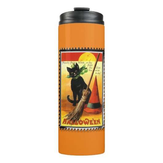Halloween Black Cat Thermal Tumbler Thermosbeker (Voorkant)
