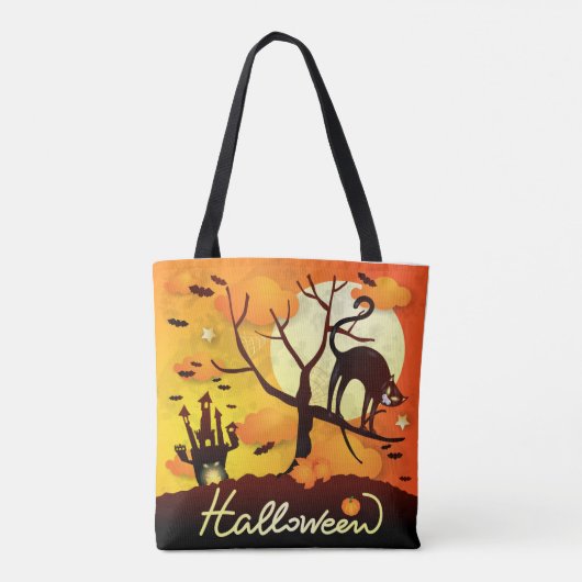Halloween Black Cat Tote Bag (Achterkant)