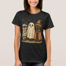  Halloween Black Cat Trio T-shirt | SCHATTIGEE ME