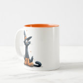 Halloween Black Cat Tweekleurige Koffiemok (Voorkant links)