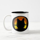 Halloween Black Cat Tweekleurige Koffiemok (Links)