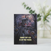 Halloween Black Cat Vampire Schattige Grappig Feestdagenkaart (Staand voorkant)