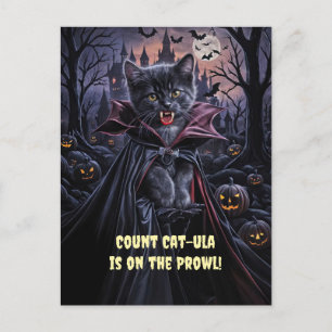 Halloween Black Cat Vampire Schattige Grappig Feestdagenkaart
