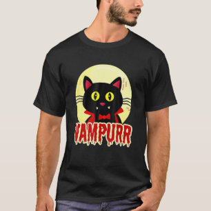Halloween Black Cat Vampurr Vampire Design T-shirt