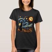 Halloween Black Cat Van Gogh Starry Night Cat Love T-shirt (Voorkant)