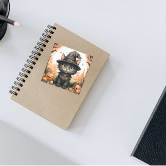 Halloween Black cat Vierkante Sticker