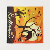 Halloween Black Cat Wandkleed (Voorkant (horizontaal))