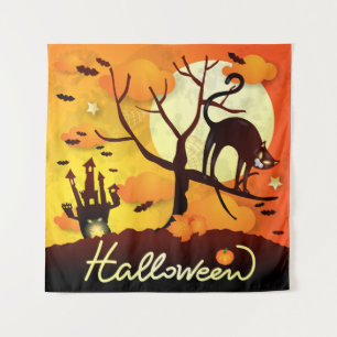 Halloween Black Cat Wandkleed