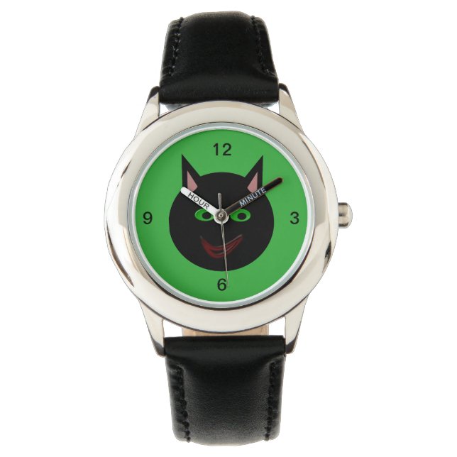 Halloween Black Cat Watch Horloge (Voorkant)